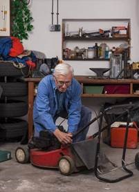 Storing mower in garage